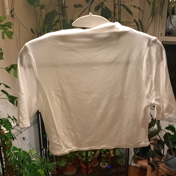 NWT- Naked Wardrobe, Nordstrom- Large- White 1/2 sleeve- Mock Neck Cropped - Picture 7 of 14